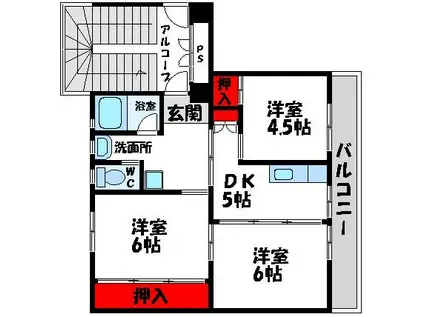 ARROWS(2LDK/1階)の間取り写真