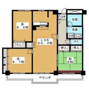 プレディアスタイル旭丘(3LDK/3階)の間取り写真