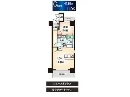 サングレース(1LDK/2階)の間取り写真