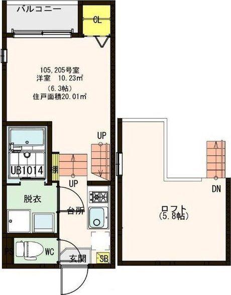 ハーモニーテラス福住町II(1K/1階)の間取り写真