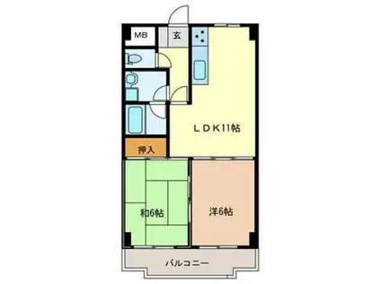 ラーバンライブ武蔵浦和(2LDK/2階)の間取り写真