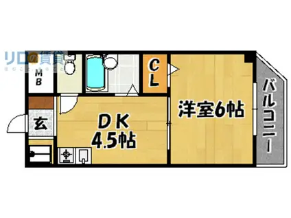 メゾンS(1DK/7階)の間取り写真