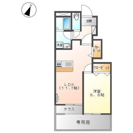 ルミナス 花筏(1LDK/1階)の間取り写真