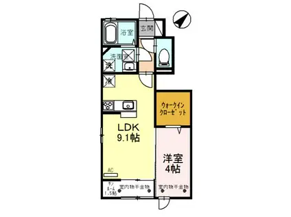 D-ROOMエンゼル(1LDK/1階)の間取り写真