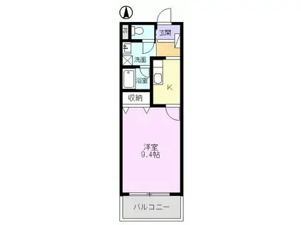 ラ・フォンテI(1K/3階)の間取り写真