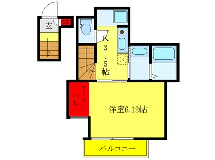 CASA COLLINE2(1K/2階)の間取り写真