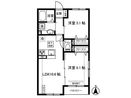 パロス羽沢(2LDK/1階)の間取り写真