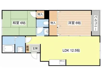 ヴァンベール平井(2LDK/3階)の間取り写真