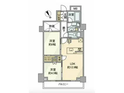 シティハウス四谷坂町(2LDK/1階)の間取り写真