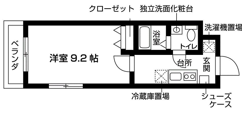 YMK伊勢原(1K/1階)の間取り写真