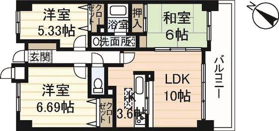 ハウスバーンフリート中山(3LDK/2階)の間取り写真