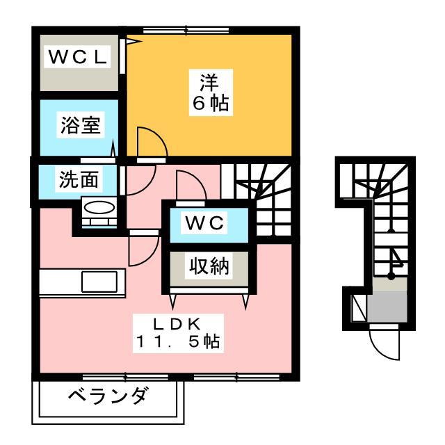 グレイス ガーデン(1LDK/2階)の間取り写真