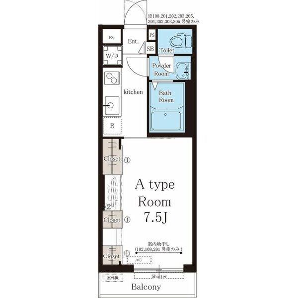 リブリ・浄心A(1K/1階)の間取り写真