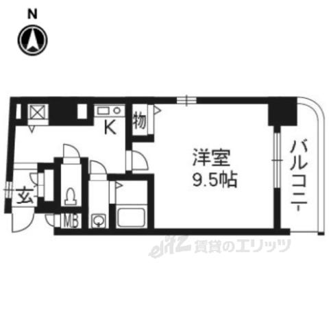リーガル京都河原町五条(1K/4階)の間取り写真