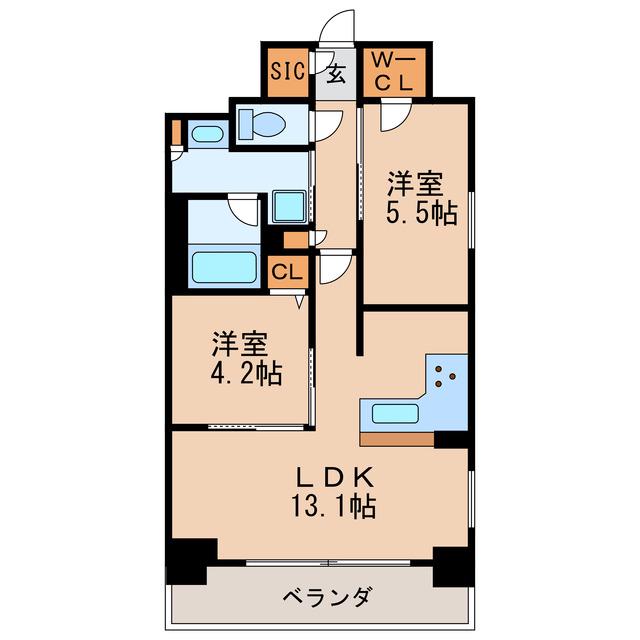 プレサンス ロジェ 丸の内 CENTRAL CASA(2LDK/4階)の間取り写真