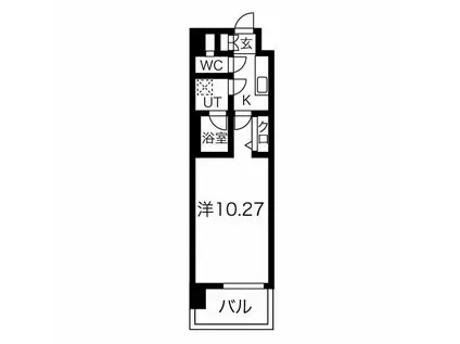 レジデンシア今池(1K/11階)の間取り写真