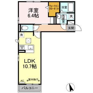 コンフォート水主町(1LDK/1階)の間取り写真