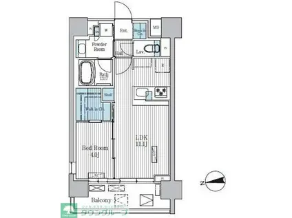 TERRA蚕糸の森(1LDK/8階)の間取り写真