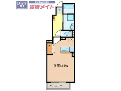 エスポワールB(ワンルーム/1階)の間取り写真