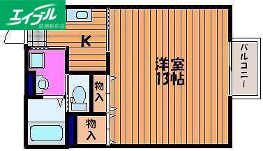 ドムス フローラ B棟(1K/3階)の間取り写真