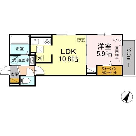 NK香取(1LDK/1階)の間取り写真