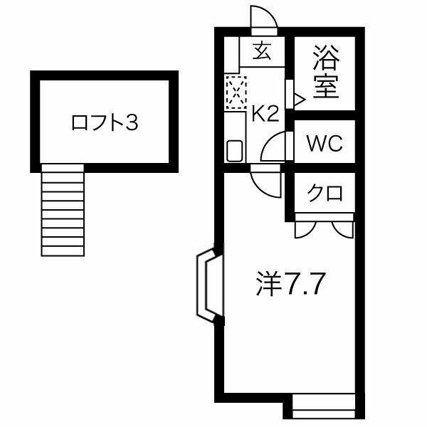 シェリール・ミニA(1K/2階)の間取り写真