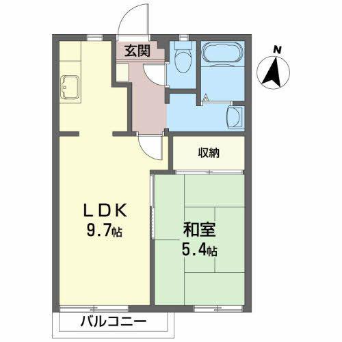 プライム・パークB(1LDK/2階)の間取り写真