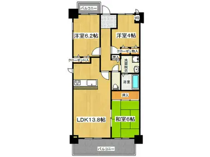 グランブルー宿屋町(3LDK/8階)の間取り写真