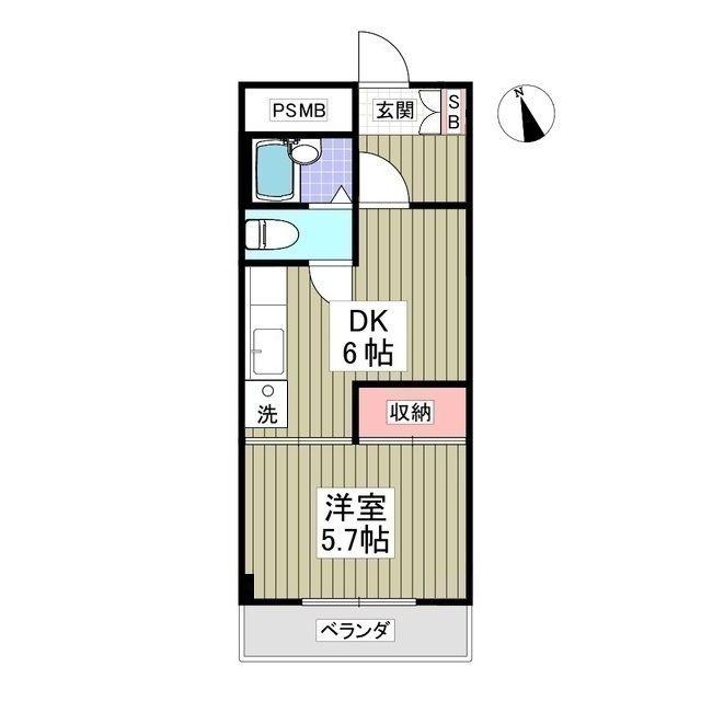 館林ガーデンヒルズ(1DK/2階)の間取り写真