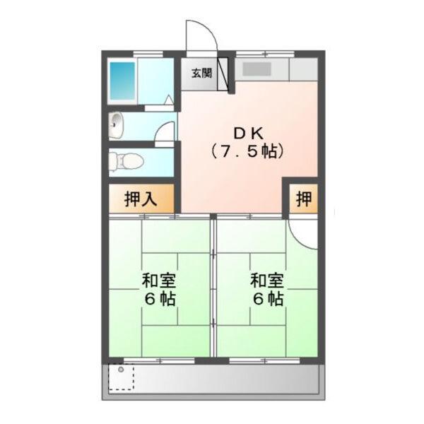 倉知マンション(2DK/3階)の間取り写真