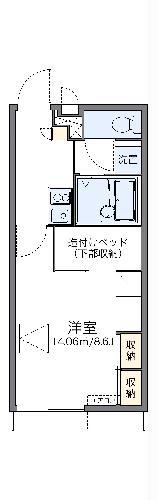 レオパレスプレジャータウンII(1K/1階)の間取り写真
