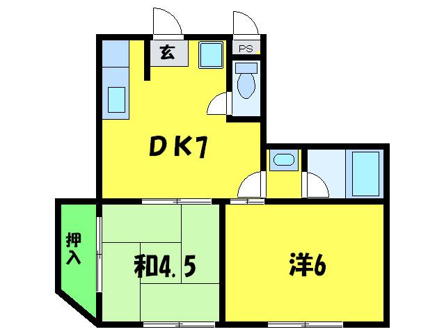 ダイヤモンドハイツ(2DK/1階)の間取り写真