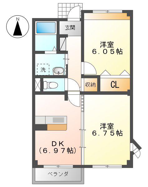 グラディオ山下(2DK/3階)の間取り写真