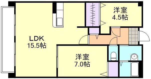 ベルアージュ(2LDK/4階)の間取り写真