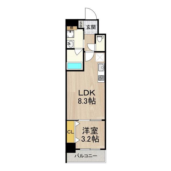 フロンティアタワー九条II(1LDK/6階)の間取り写真
