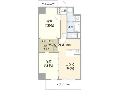 FREEDOM RESIDENCE堺寺地町(2LDK/10階)の間取り写真