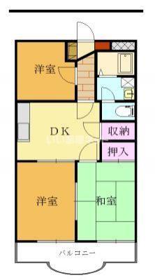 リバティ(3DK/2階)の間取り写真