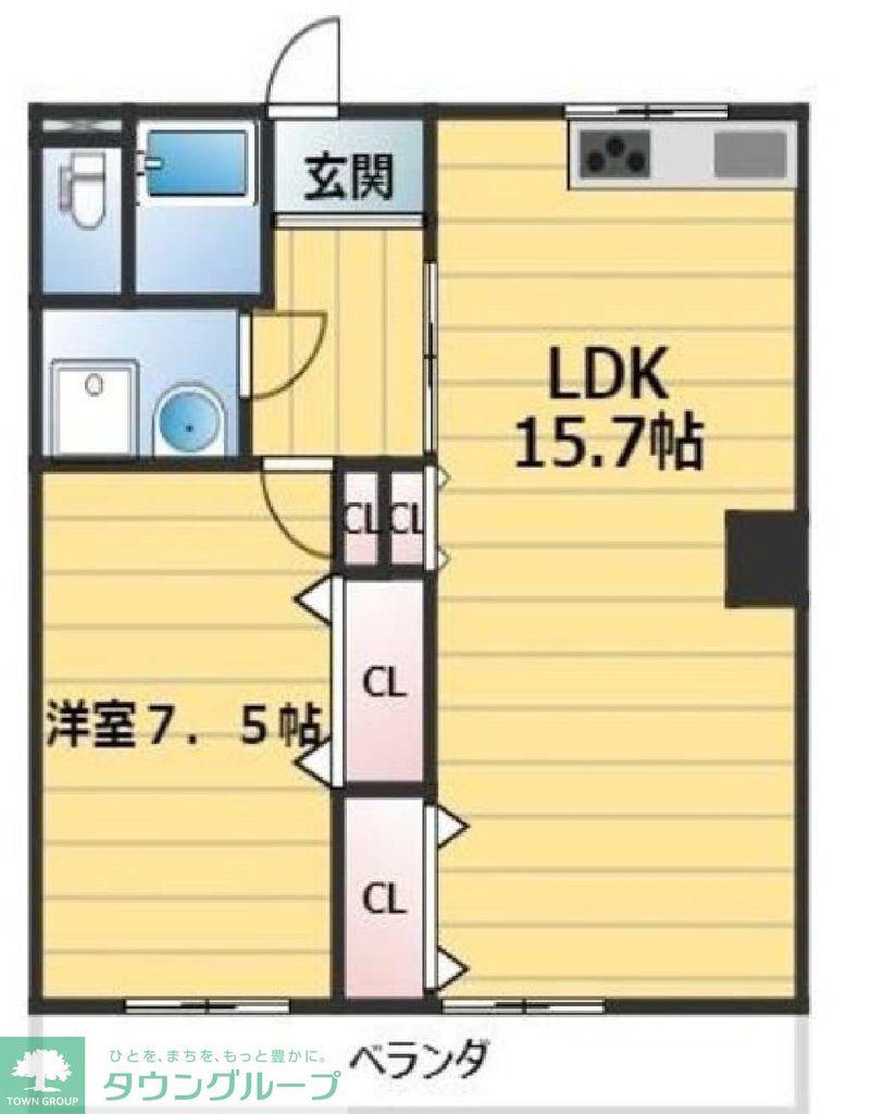 ヤトダハイツ(1LDK/3階)の間取り写真
