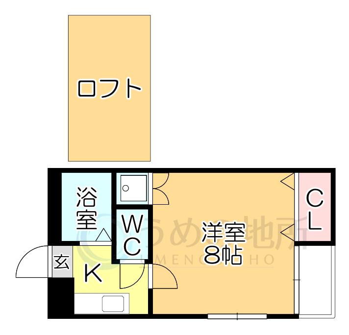 プラムハウス上津(1K/1階)の間取り写真