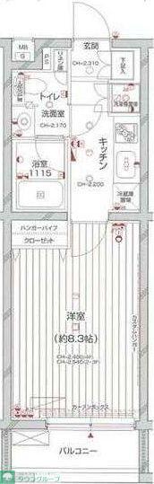 パレステュディオ中目黒(1K/4階)の間取り写真