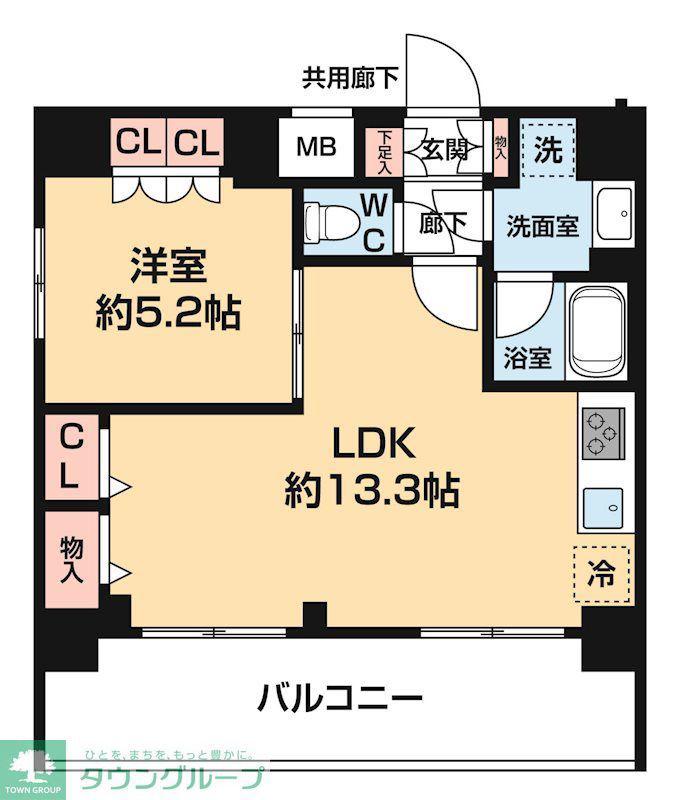ARCOBALENO OSHIAGE BLOSSOM(1LDK/5階)の間取り写真