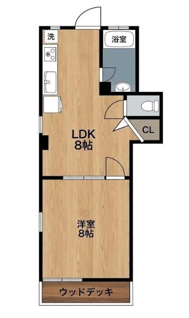 マンション牧野(1LDK/1階)の間取り写真