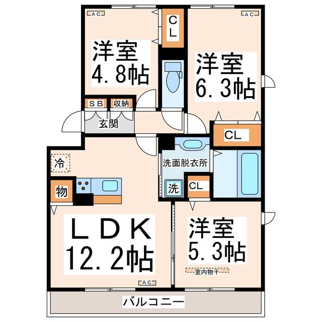 オッツ池田(3LDK/3階)の間取り写真