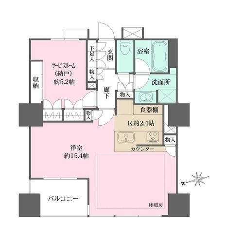 ザ・パークハウス上野浅草通(1LDK/8階)の間取り写真