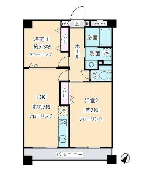 K・S柿生(2DK/4階)の間取り写真