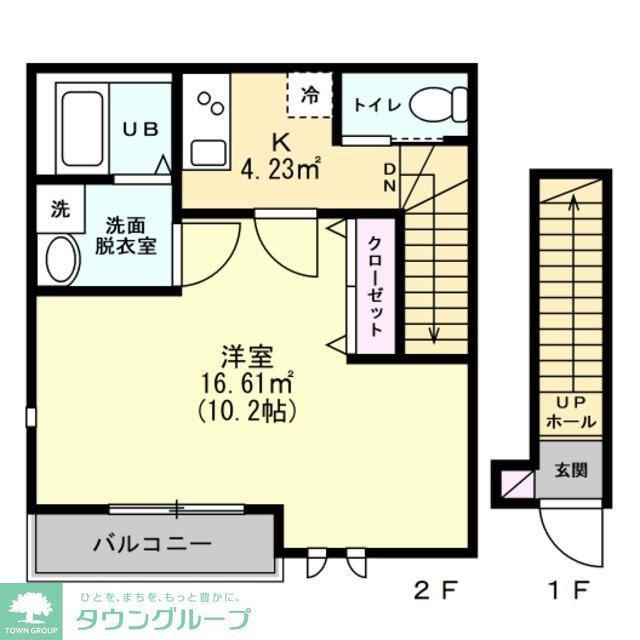 リヴァンス北綾瀬(1K/2階)の間取り写真