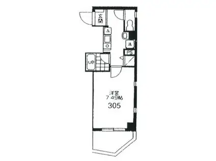 メイン府中(1K/3階)の間取り写真