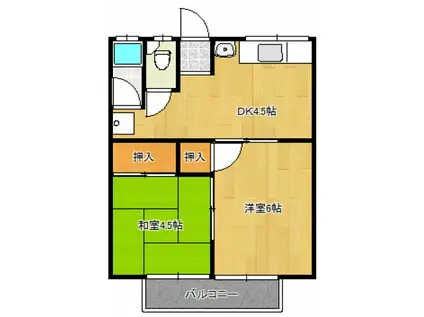 春日ハイツ(2DK/1階)の間取り写真