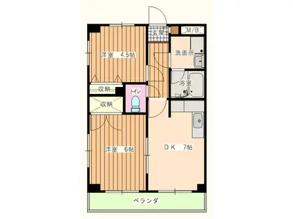 アーバンプラザ(2DK/4階)の間取り写真