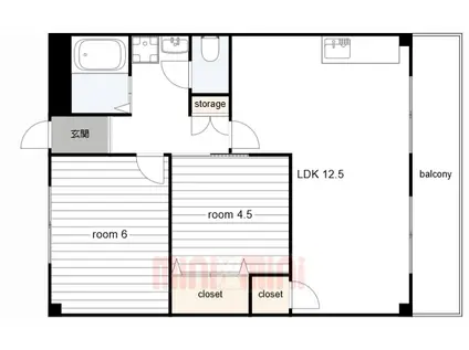 シャトレ北川(2LDK/3階)の間取り写真